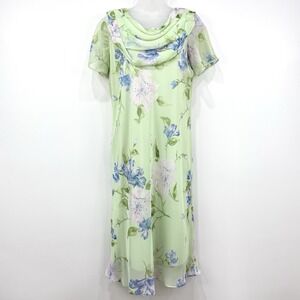 VTG Y2K JBS Dress Womens 12 Floral Fairy Church Feminine Cowl Neck Dainty Whimsi